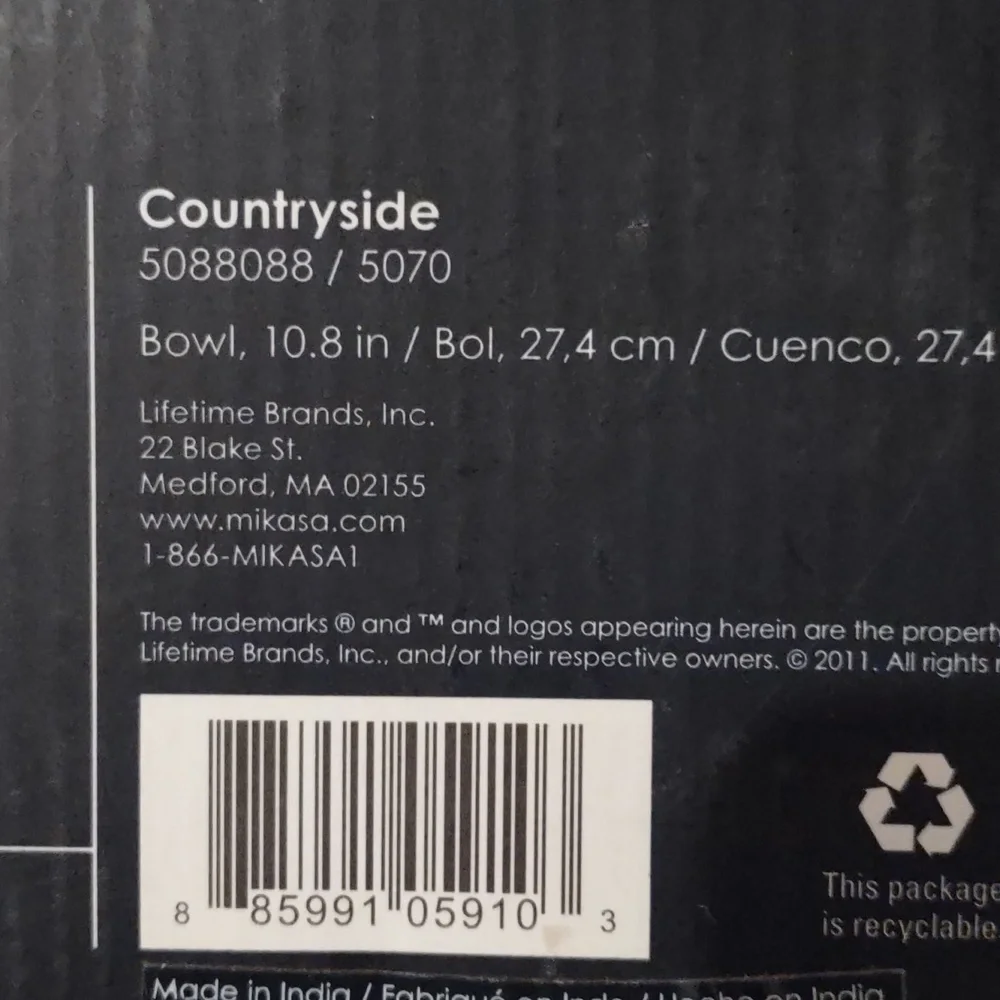 Mikasa countryside serving bowl, nib